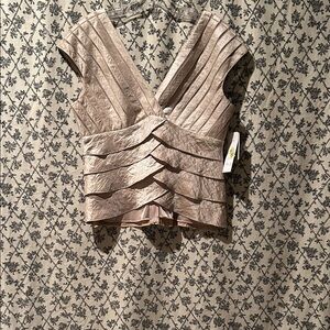 NWT Adrianna Papell Layered Beige Blouse size 12